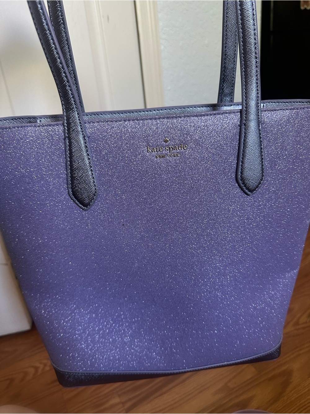 kate spade purple glitter tote